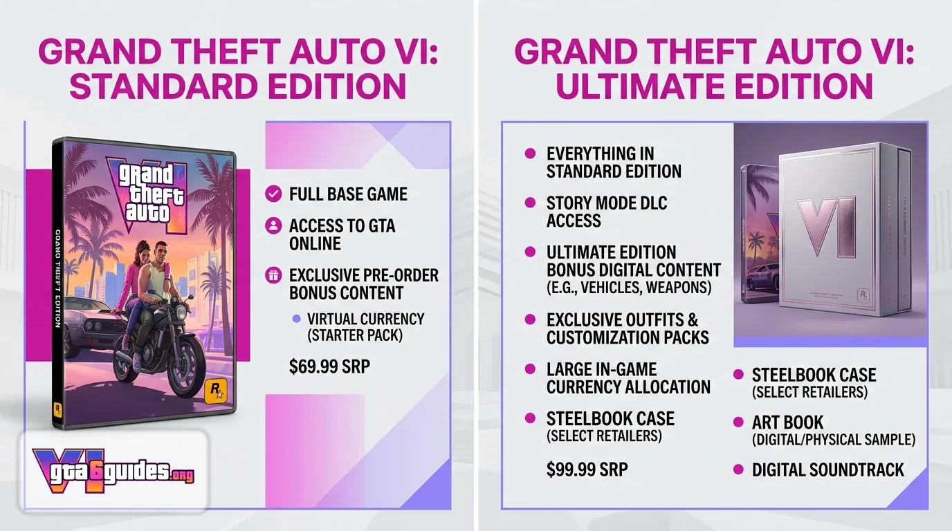 GTA 6 standard and ultimate edition comparison artwork