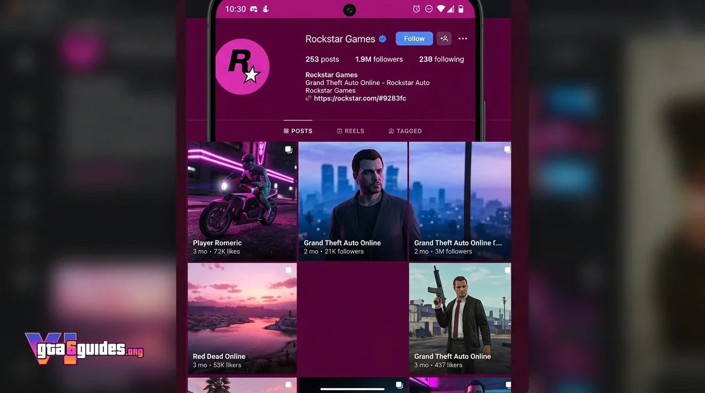 A screenshot of Rockstars social media feed showing a gap in posts