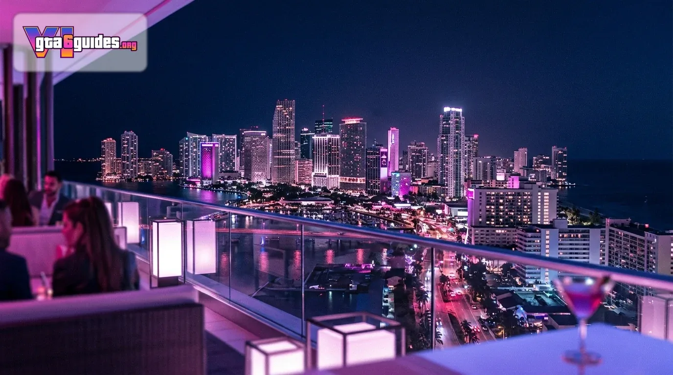 GTA VI city skyline at night