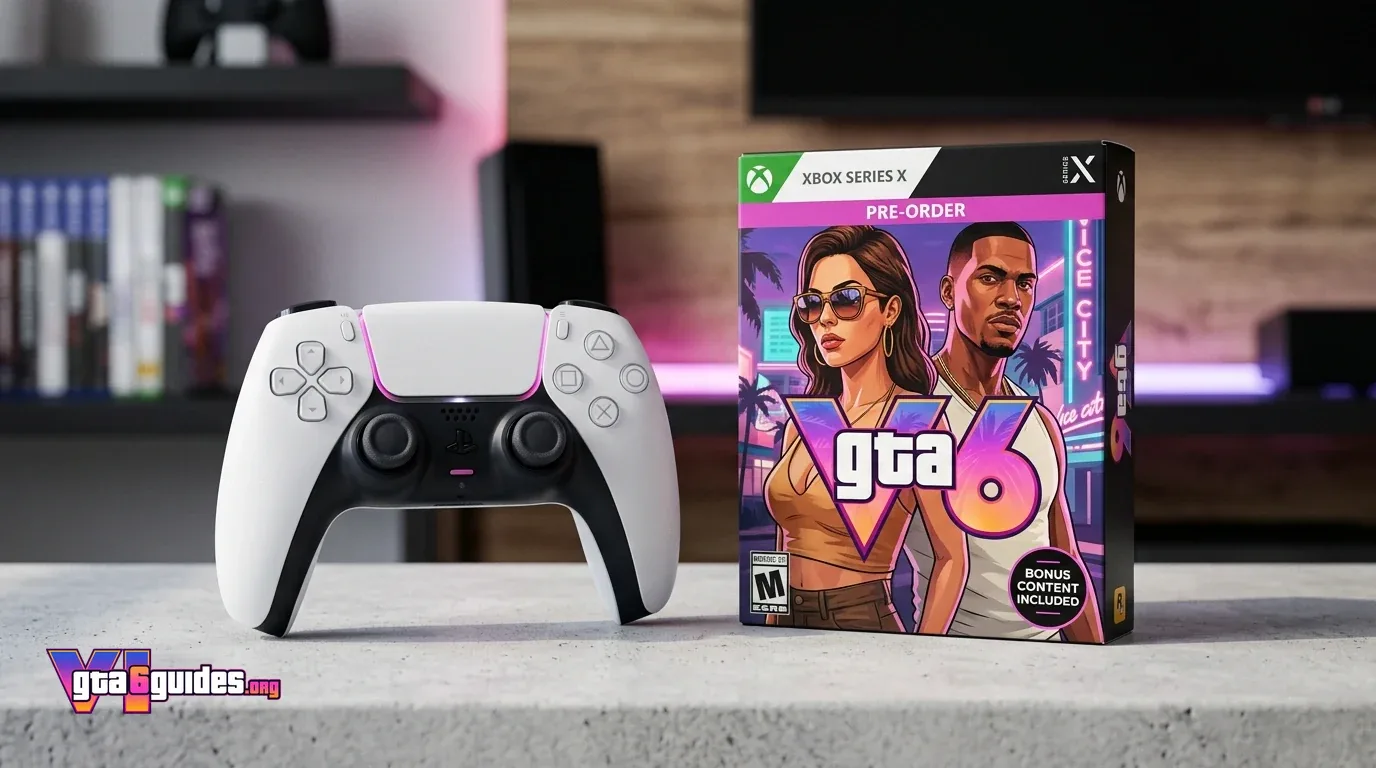 A GTA 6 pre-order box sitting next to a PS5 controller